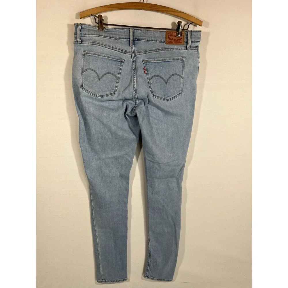 Levis 711 Skinny‎ Jeans Womens 31 Faded Light Blue Denim Red Tab